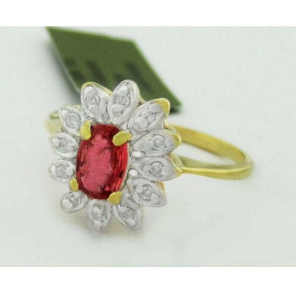 10k Yellow Gold Marquise Ruby And Diamond Cocktail Ring  Genuine Ruby & Diamonds Ring 10k Yellow Gold